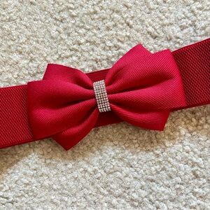 Elegant Large Red Bow Elastic Wide Belt | Women | XL
